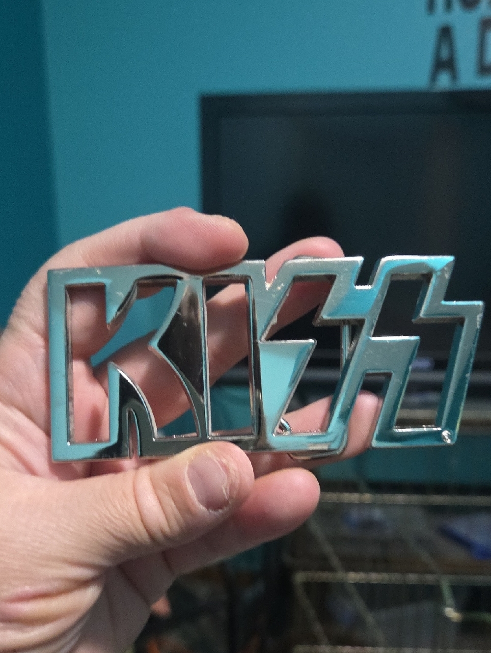 Kiss Shiny Silver Logo Belt Buckle